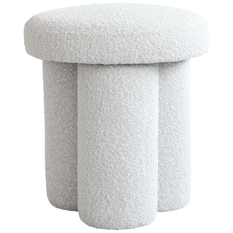 Big Foot Hocker, Bouclé-Stoff Altweiß