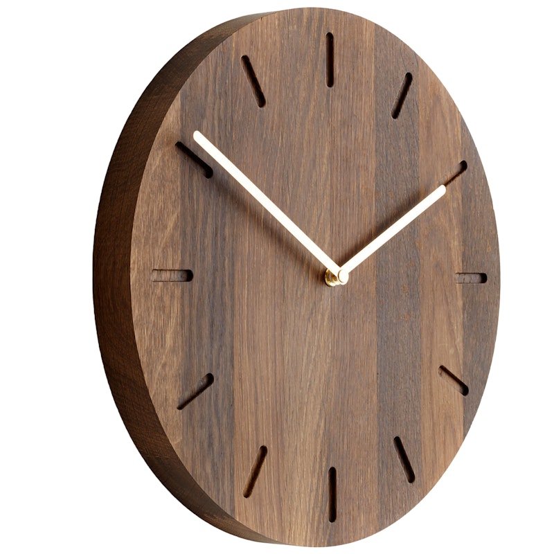 Watch:Out Wanduhr, Geräucherte Eiche / Messing