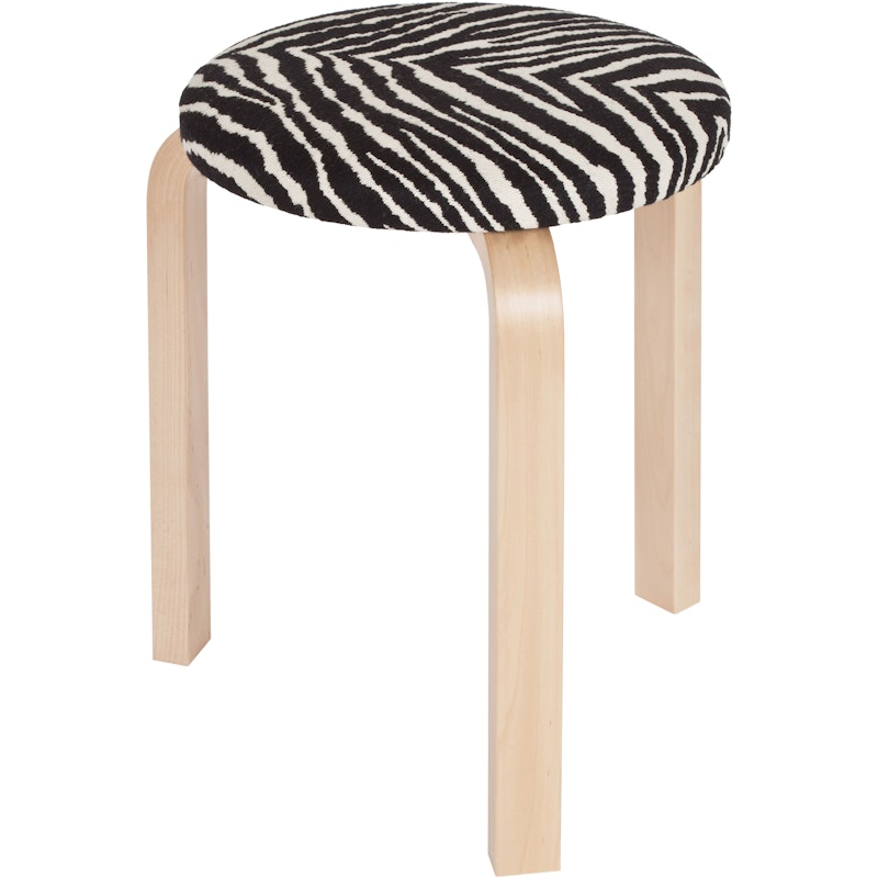 60 Hocker, Naturlackiert Birke / Zebra