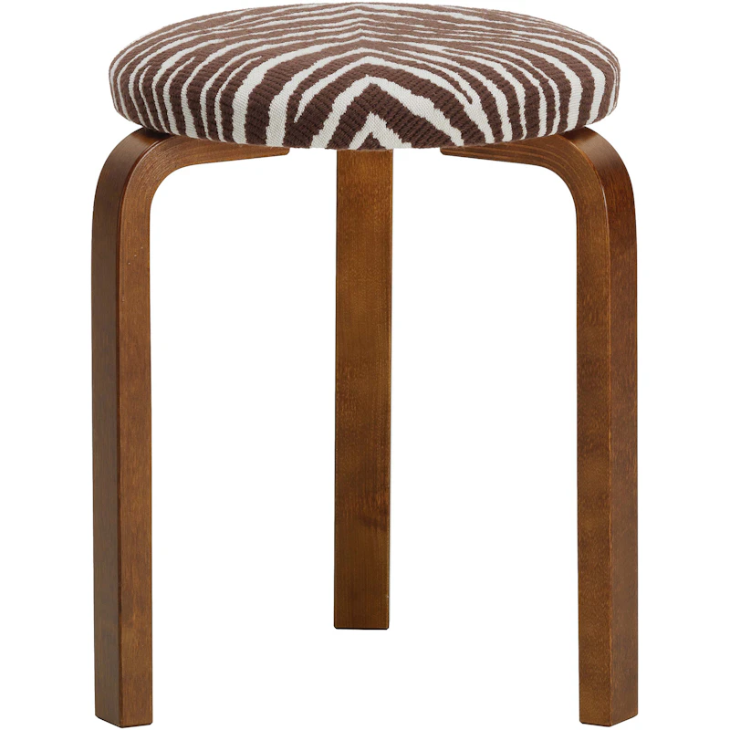 60 Hocker, Walnussfarben Gebeizt / Braunes Zebra