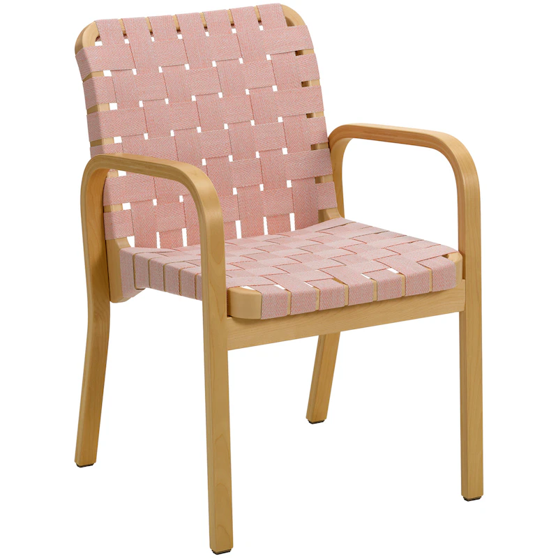 Armchair 45 Lehnstuhl, Honigfarbig Birke / Rotes Gurtband