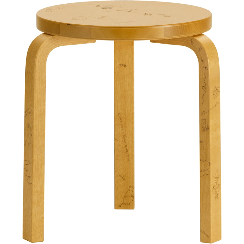 Stool 60 Celebration Artek + Moomin, Honigfarbig Birke