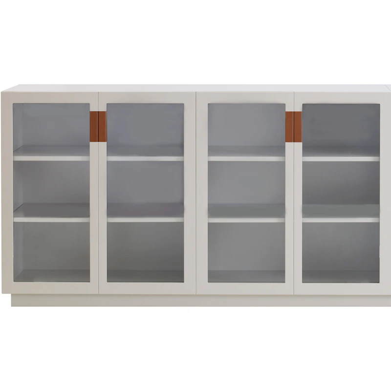 Frame 160 Medium Glasvitrine Mit Glastüren, Weiß / Cognacfarben