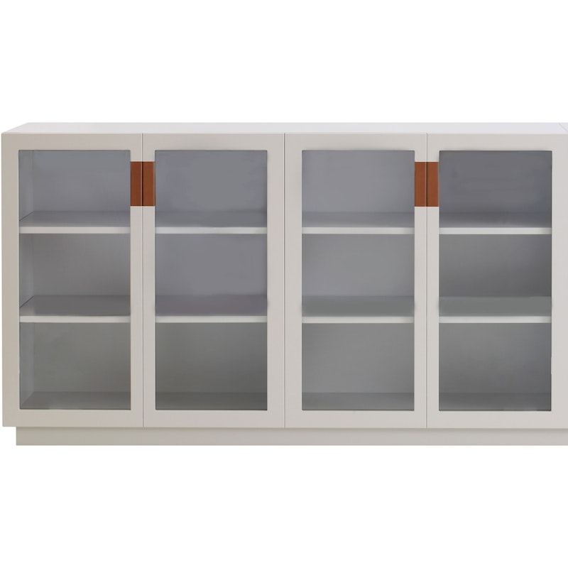 Frame 160 Medium Glasvitrine Mit Glastüren, Weiß / Cognacfarben