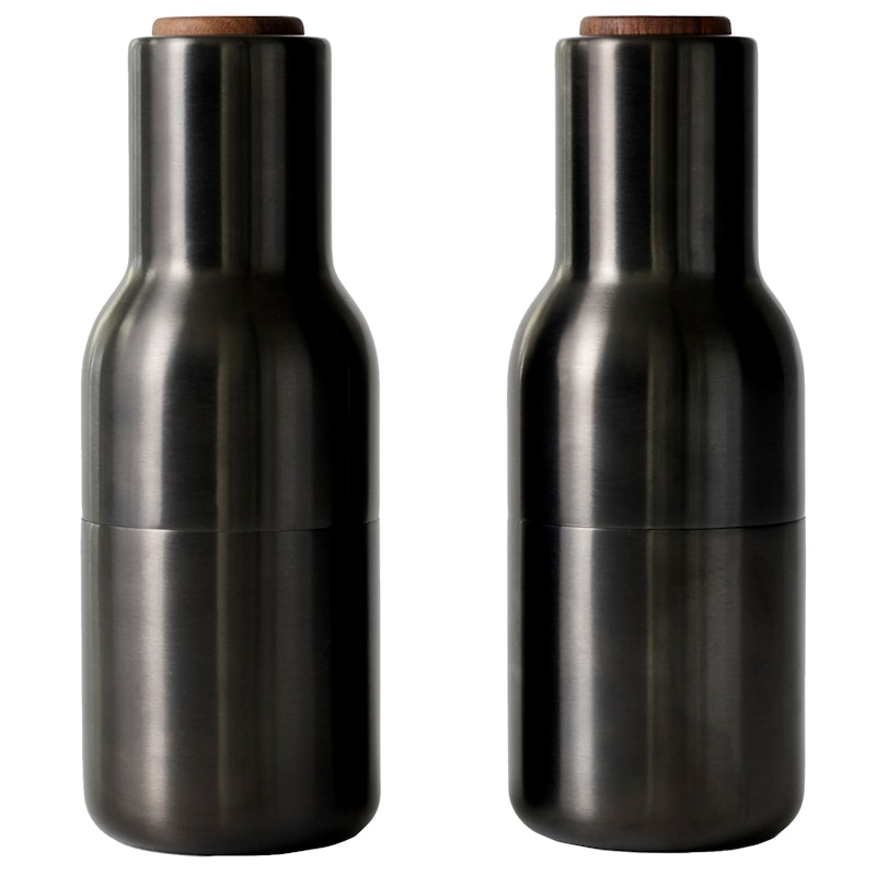 Bottle Grinder Gewürzmühle 2-er Set, Brüniertes Messing / Walnussfarben