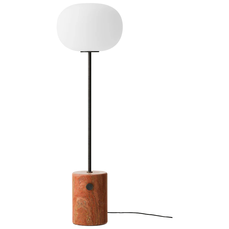 JWDA Stehlampe, Red Travertine / Brüniertes Messing