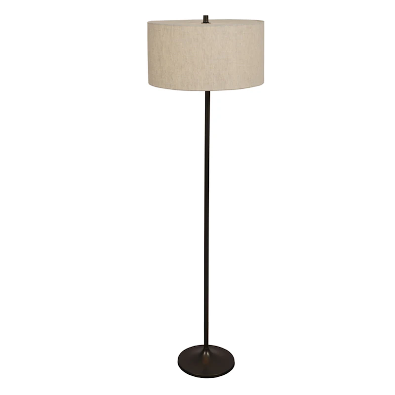 Soft Stehlampe, Metallisch-bronzefarben / Linen Natural