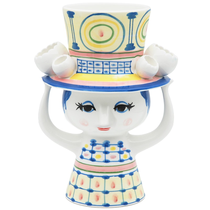 Lady with hat Vase 20,5 cm, Blau