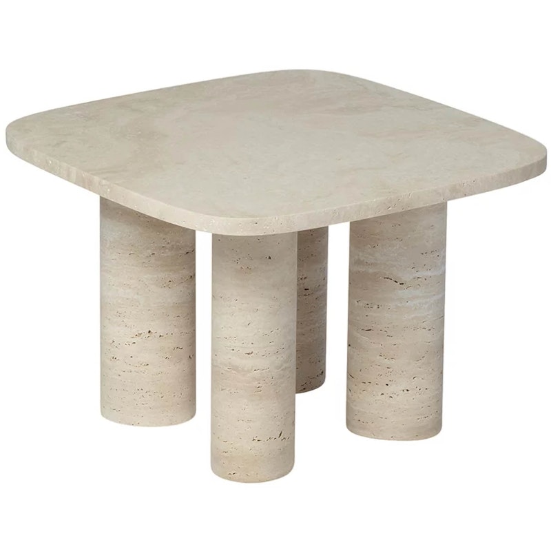 Volos Sidobord S 52x52 cm Silver Travertine Beistelltisch 52x52 cm, Travertinfarben