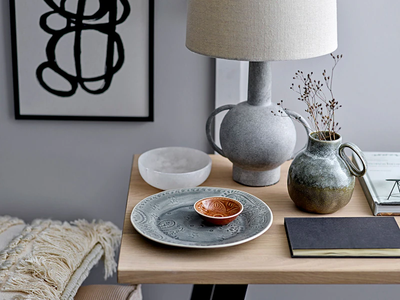Terrakotta Tischlampe, Grau von Bloomingville