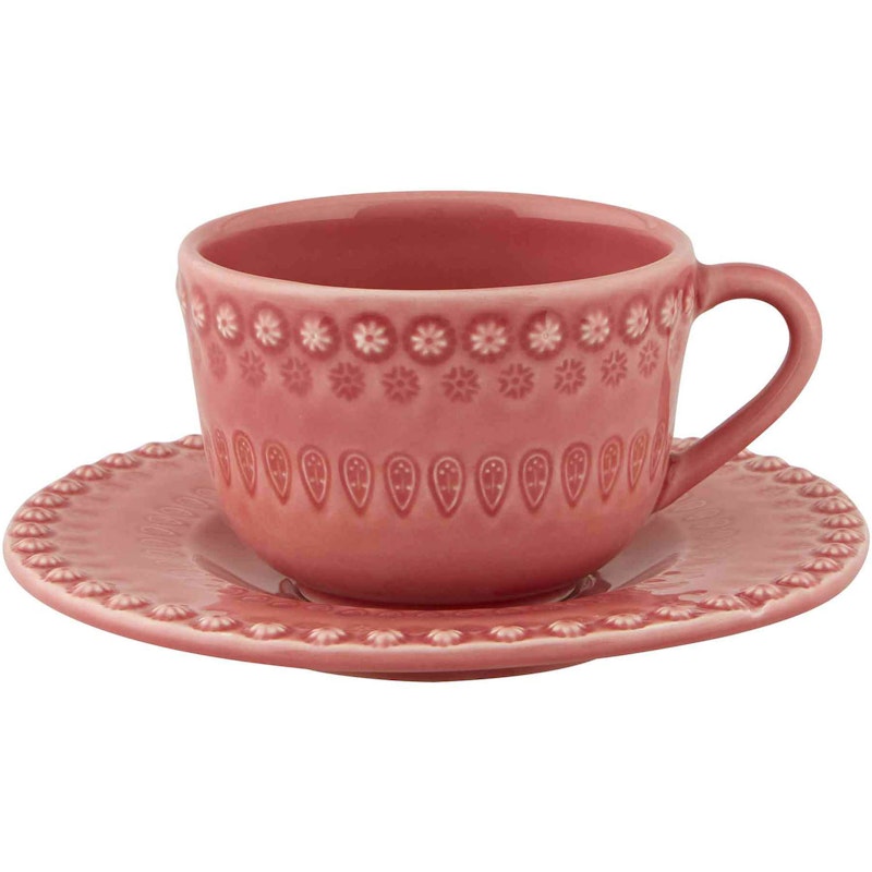 Fantasy Teetasse Mit Unterteller, Rosa