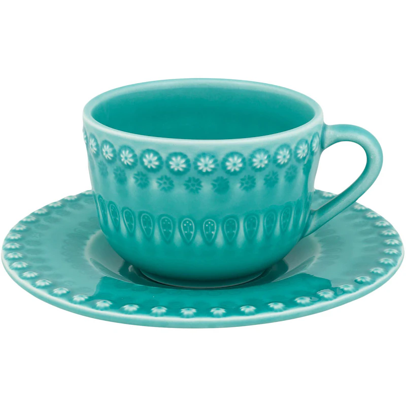 Fantasy Teetasse Mit Unterteller, Türkis