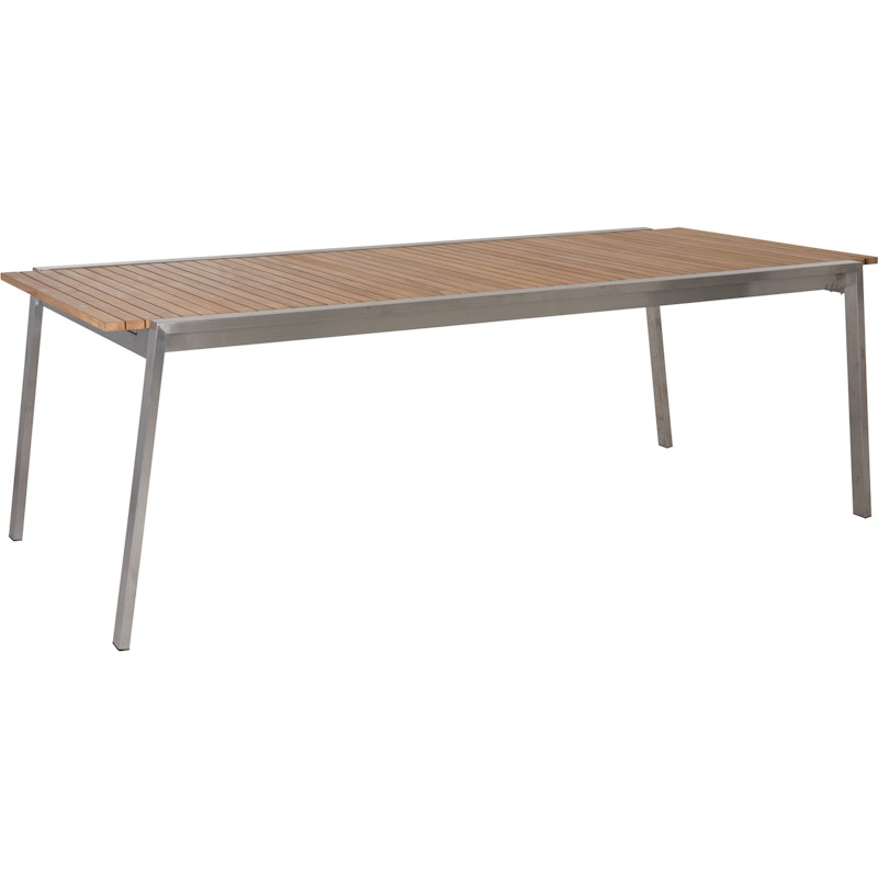 Naos Esstisch 100x220-320 cm, Edelstahl/Teak