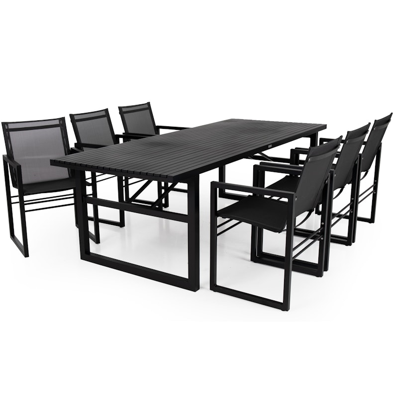 Vevi Dining Set, Aluminum / Black