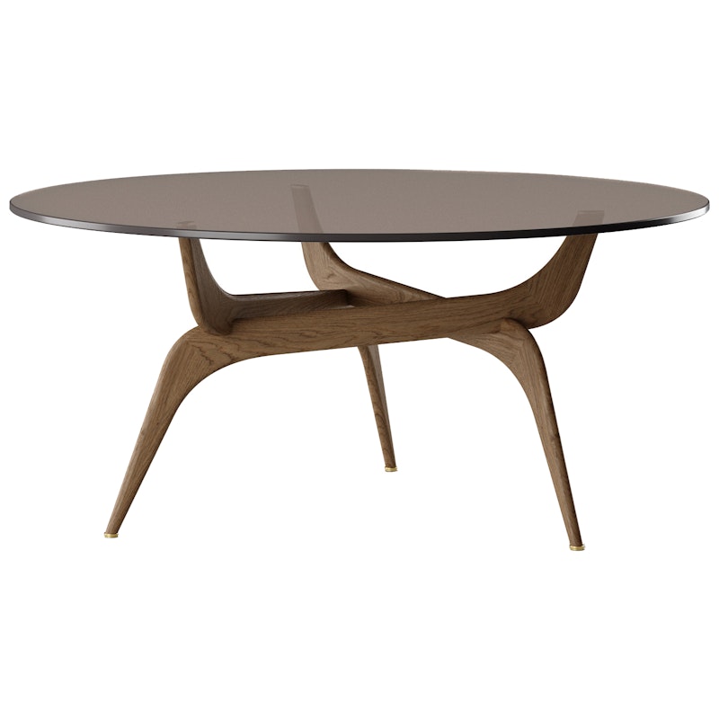 Triiio Kaffeetisch Ø90 cm, Geräucherte Eiche / Bronzeglas