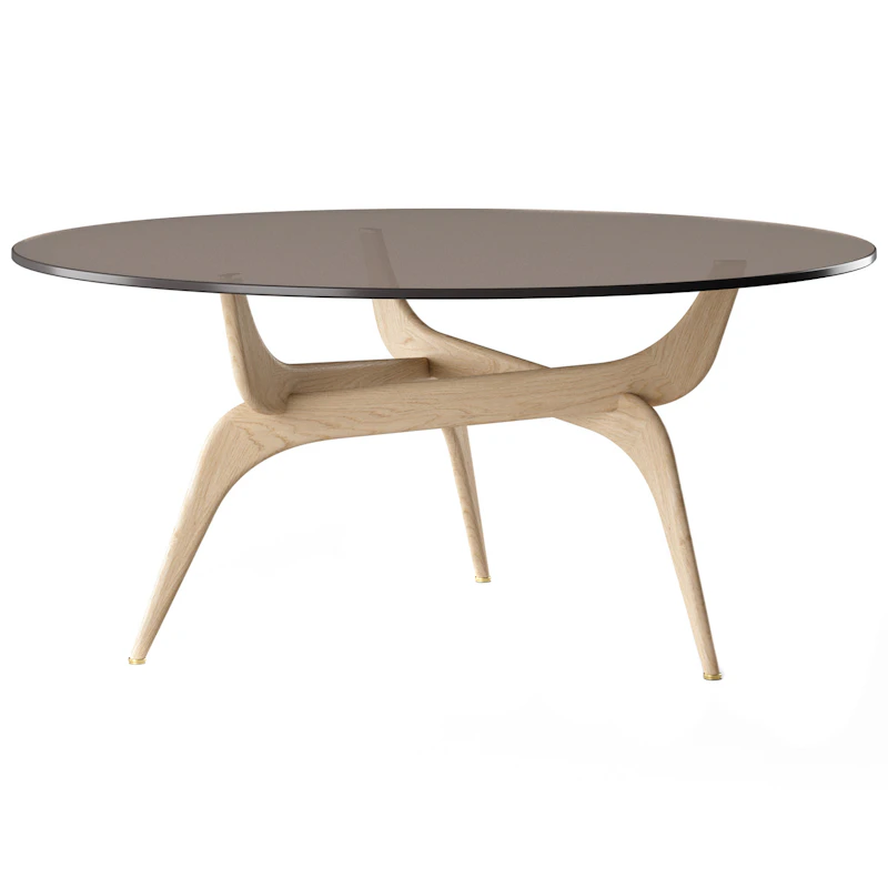 Triiio Kaffeetisch Ø90 cm, Geölte Eiche / Bronzeglas