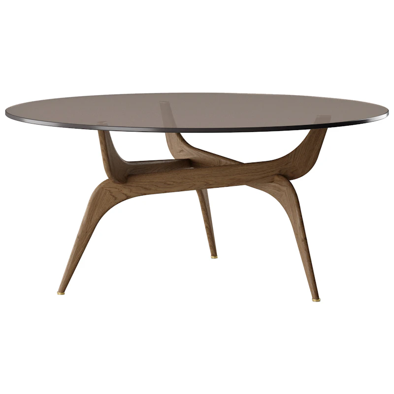 Triiio Kaffeetisch Ø90 cm, Geräucherte Eiche / Bronzeglas