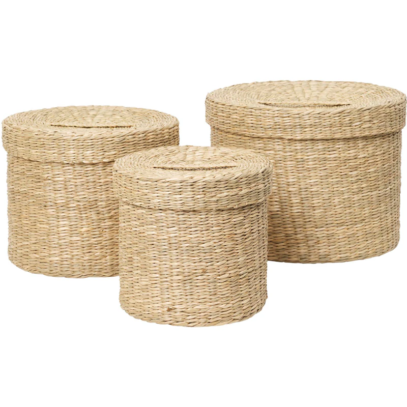 Gaby Korb Rund 3-er Set, Seagrass