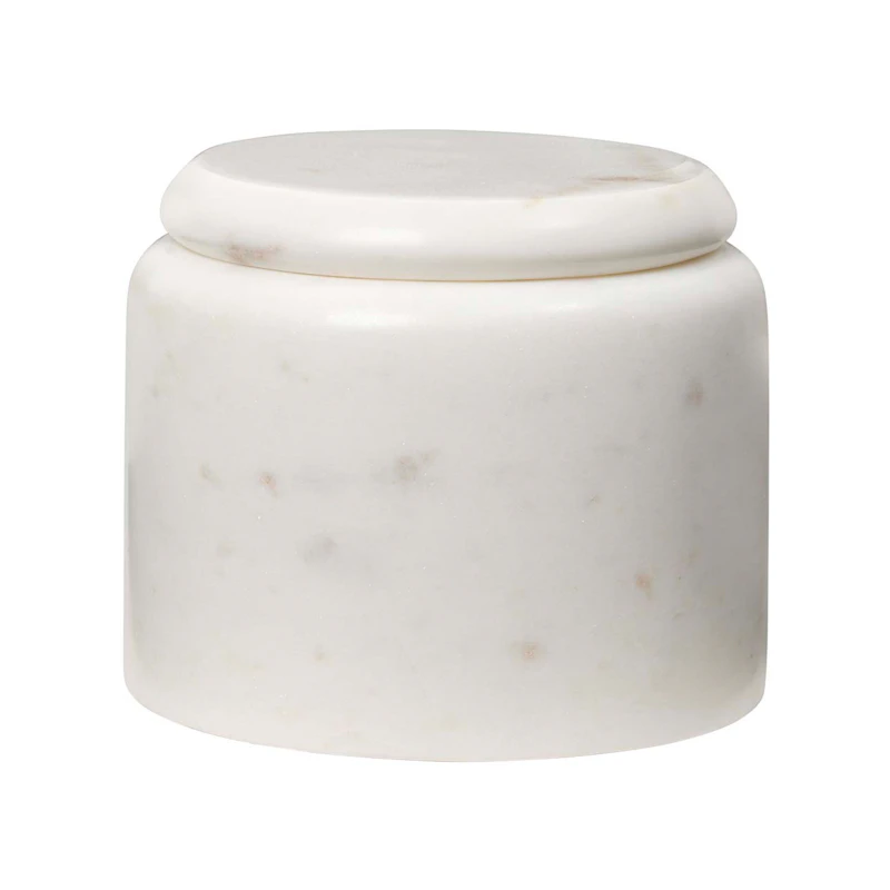 Hedvig Dose 8 cm, Weiß Marmoriert