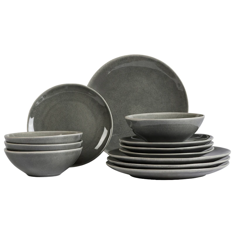 Nordic Rain Geschirr-Set 12 Teile, Grau