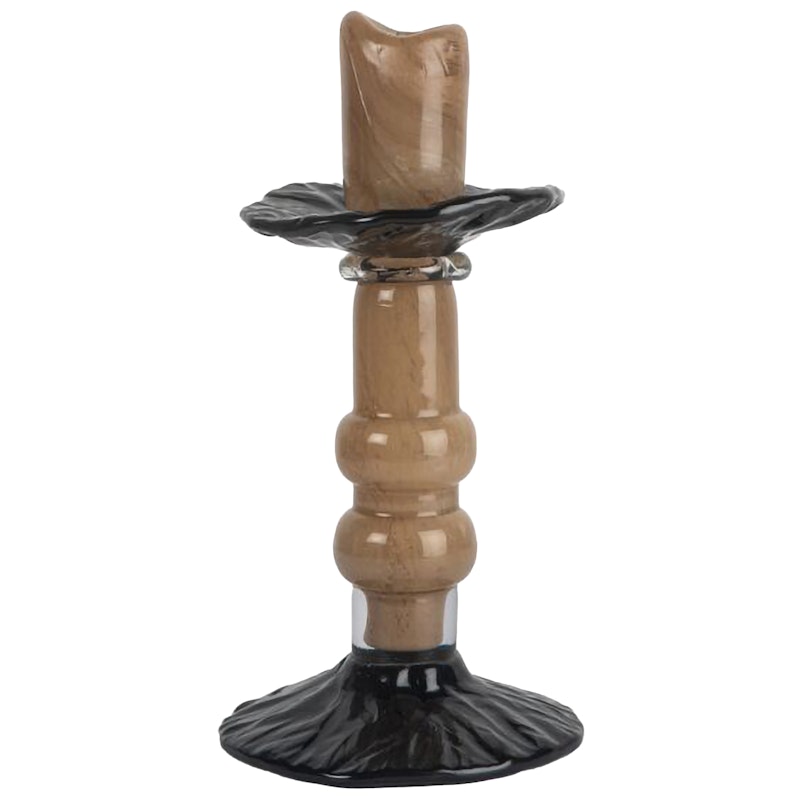 Lara Kerzenhalter 22 cm, Schwarz / Beige