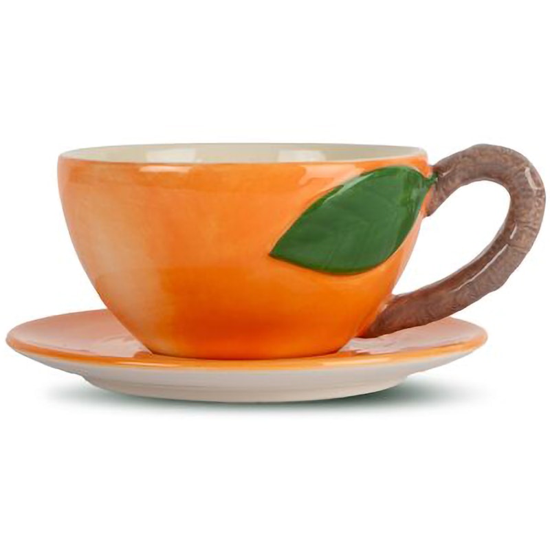 Peach Tasse Mit Platte