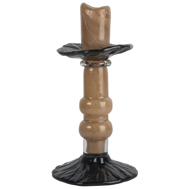 Lara Kerzenhalter 22 cm, Schwarz / Beige