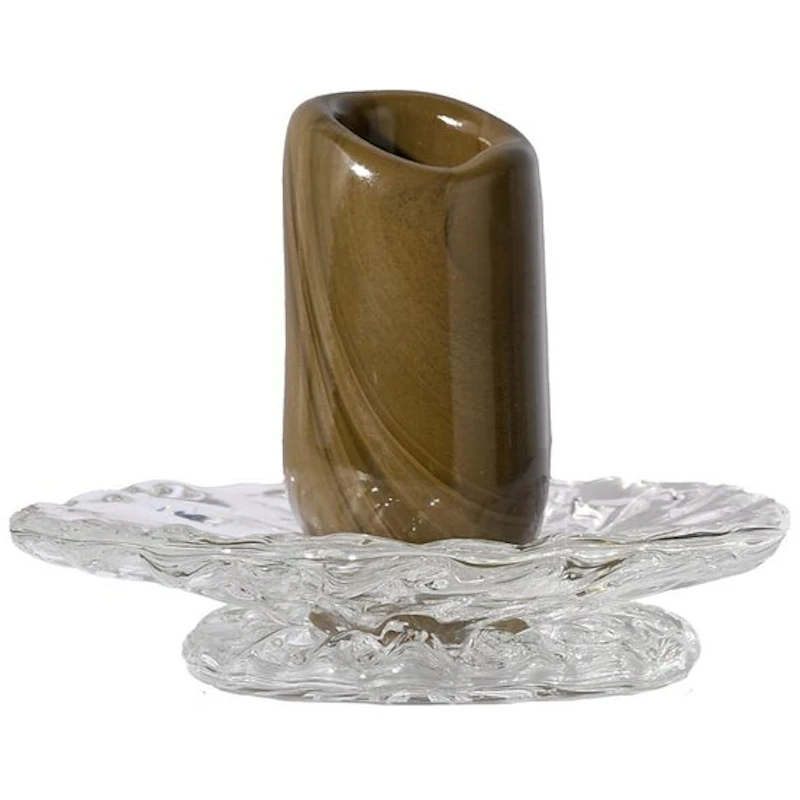 Lara Candlestick Kerzenhalter 9 cm, Grün / Transparent