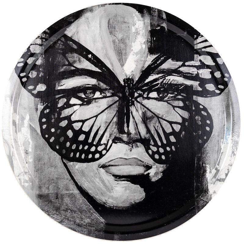 Golden Butterfly B&W Tablett, 46 cm