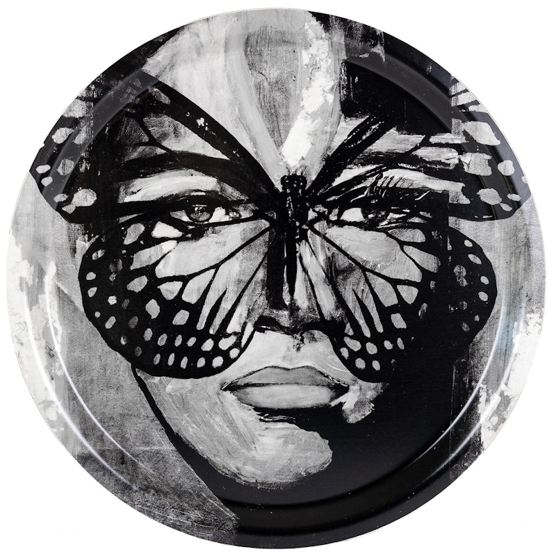 Golden Butterfly B&W Tablett, 31 cm