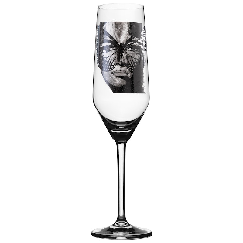 Golden Butterfly B&W Champagnerglas
