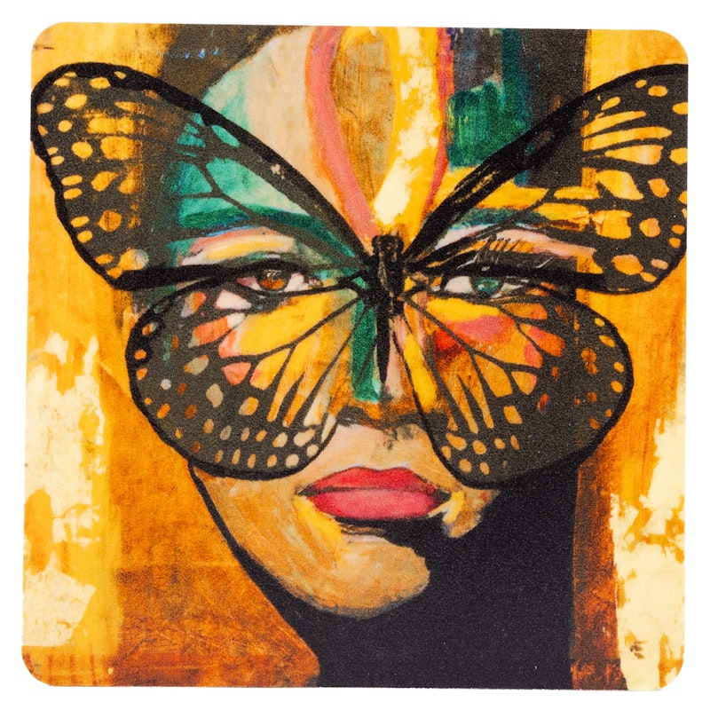 Golden Butterfly Glasuntersetzer 9x9 cm, Multi