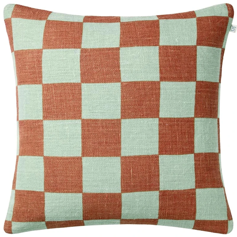 Buffalo Check Kissenbezug 50x50 cm, Aqua / Apricot Orange