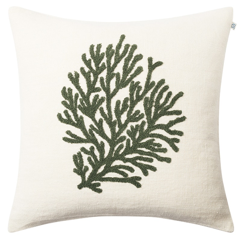 Coral Kissenbezug 50x50 cm, Altweiß/Cactus Green