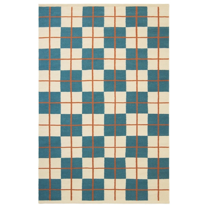 Haveli Wollteppich 230x320 cm, Heaven Blue / Rust