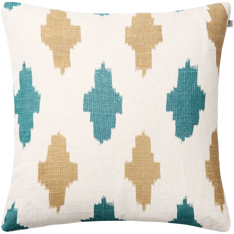 Ikat Agra Kissenbezug 50x50 cm, Khaki / Himmelblau