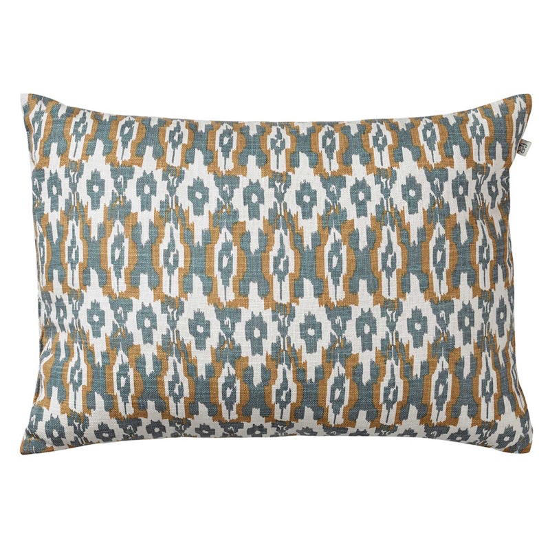 Ikat Delhi Kissen Innen/Außen 40x60 cm, Himmelblau/Beige