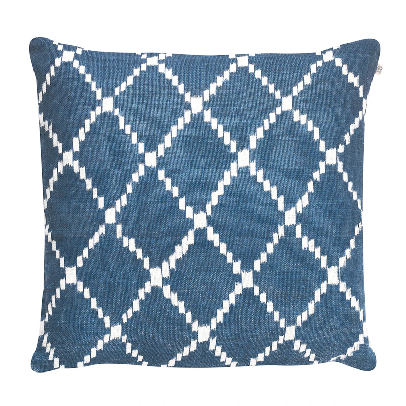 Ikat Kerela Kissenbezug 50x50cm, Blau/ Weiss
