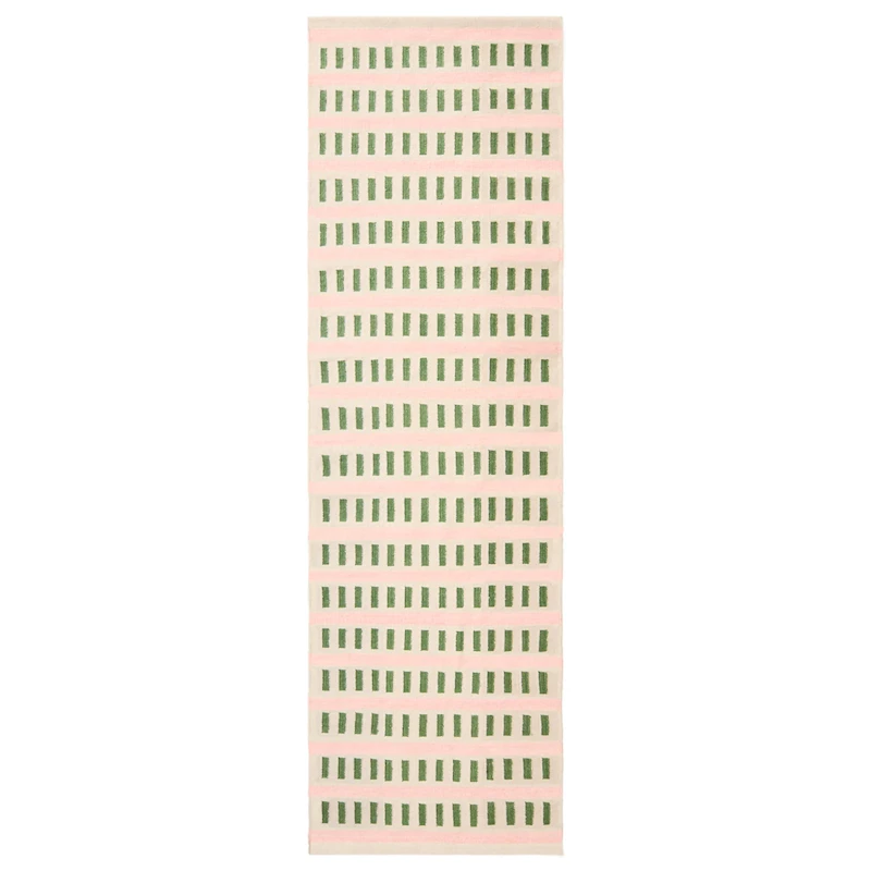 Ladakh Wollteppich 80x250 cm, Altweiß / Cactus Green