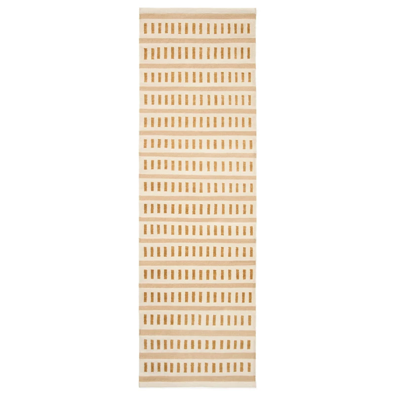Ladakh Wollteppich 80x250 cm, Weiß / Beige / Masala Yellow