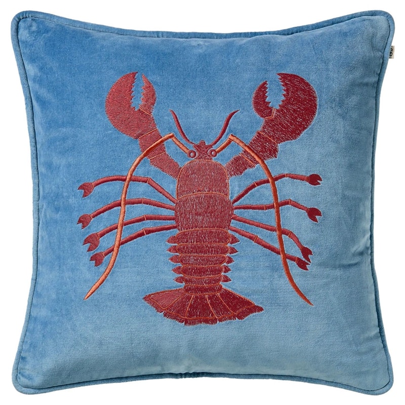 Lobster Kissenbezug 50x50 cm, Apricot Orange / Sky Blue