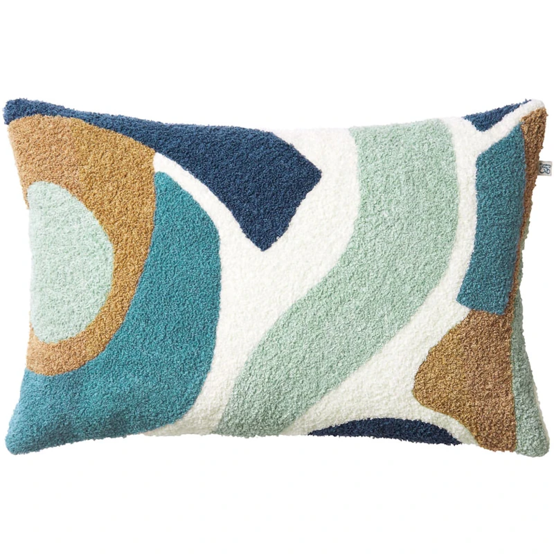 Sanskriti Kissenbezug Bouclé-Stoff 40x60 cm, Aqua / Sky Blue