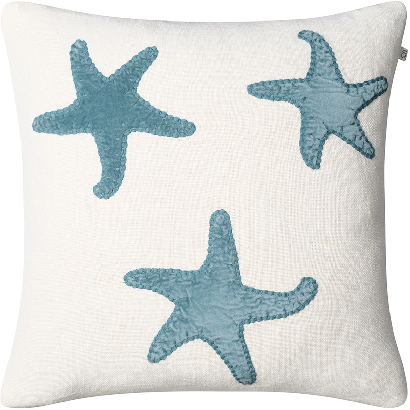 Star Fish Kissenbezug 50x50 cm, Off-white / Himmelblau