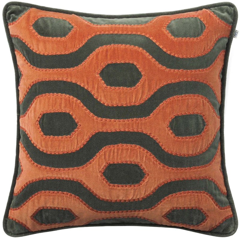 Varanasi Kissenbezug Waldgrün/Terracotta, 50x50 cm