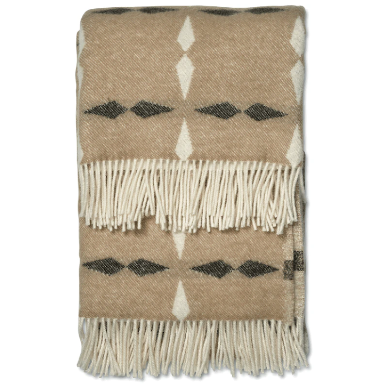 Tile Wolldecke 130x180 cm, Schwarz / Weiß / Beige