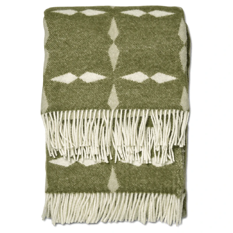 Tile Wolldecke 130x180 cm, Weiß / Grün