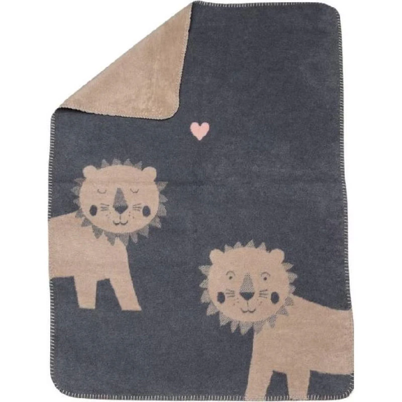 Mila Babydecke 75x100 cm Lion, Grau / Beige