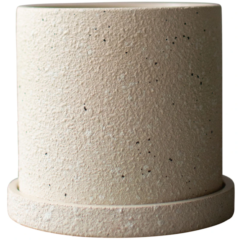 Grow structure Topf Mit Unterteller 13 cm, Creme