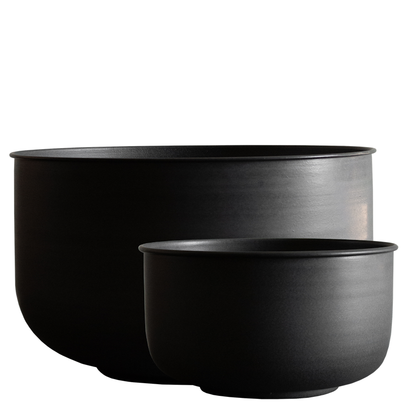 Out Wide Outdoor-Topfe 2-er Set, Schwarz