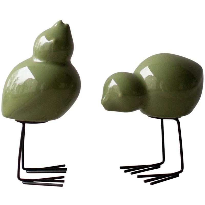 Swedish bird Dekoration 2-er Set, Shiny Green